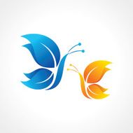 Blue and yellow butterfly icon