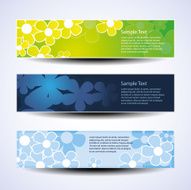 Vector Set of Three Banner Designs With Flowers N2