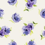 Blue watercolor flowers seamless pattern N10