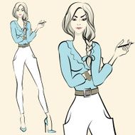 Fashion standing woman emotions N2