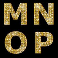 Golden metallic shiny letters M N O P N2