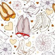 Fashion seamless of shoes and flowers N3