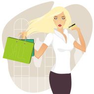 blond woman shopping