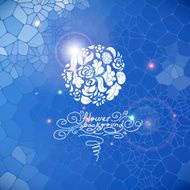 Blue print background with circle flowers