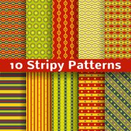 Different colorful stripy vector seamless patterns (tiling)