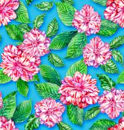 seamless exotic floral pattern pink camellias and tropical leav N5