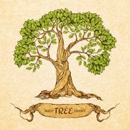 Green tree with place for text