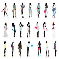 Set of women with bags colored