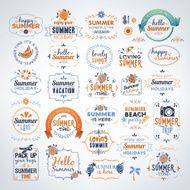 Collection Of Colorful Summer Calligraphic And Typographic Vintage Design Elements