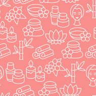 Spa and recreation seamless pattern with icons in linear style N2