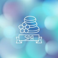 Spa wellness label on blurred background N3