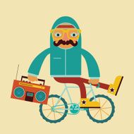 Hipster by bicycle with boombox