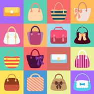 Collection of Retro Woman Bags Seamless Background N7