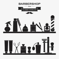 Barber shop vintage symbols in set N2
