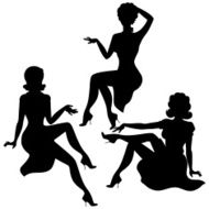 Silhouettes of beautiful pin up girls 1950s style