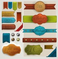 Leather labels ribbons and rivets collection