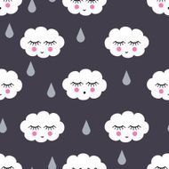 Seamless pattern with smiling clouds drops N2