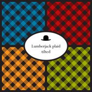 Set of tilted lumberjack plaid patterns