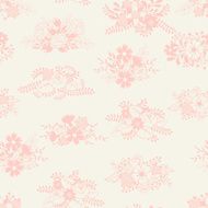 Romantic seamless pattern of floral bouquets in retro style