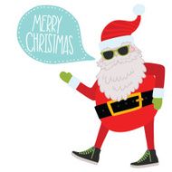 Hipster Santa Claus with bubble speech Christmas background