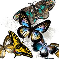 Fashion seamless pattern with colorful butterflies