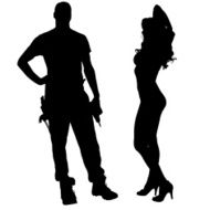 Vector silhouette of couple N78