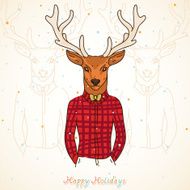 Winter card Fashion deer