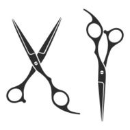 Vintage barber shop scissors logo label badge