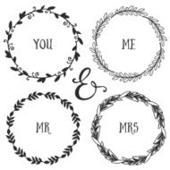 Hand drawn rustic vintage wreaths with lettering Floral vector N2