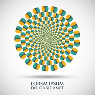Round colored logotype on gray background