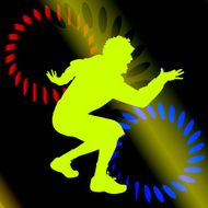 Vector silhouette of a man who dances N2