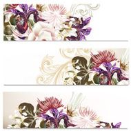 Floral backgrounds set with flowers