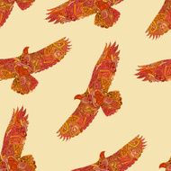 Seamless decorative tribal pattern with eagles Vector illustrat