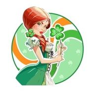 Beautiful girl with shamrock for saint Patricks day