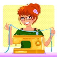 sewing girl
