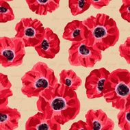Seamless vintage pattern with poppies flower on lettering backgr N2