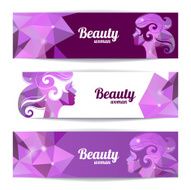 Banners with stylish beautiful woman silhouette