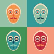 Hipster set of colorful masks with mustaches