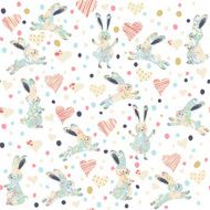 Seamless pattern with cartoon funny rabits