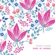 Vector pink flowers frame corner pattern background