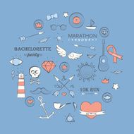 Doodle hipster set over blue N2