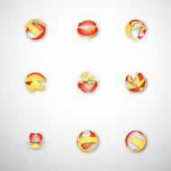 set of abstract red with yellow circle icon for design
