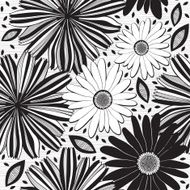Monochrome seamless pattern of abstract flowers Floral vector illustration
