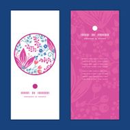 Vector pink flowers vertical round frame pattern invitation greeting cards N2