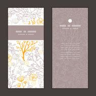 Vector magical floral vertical frame pattern invitation greeting cards set N3