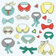 Set of fashionable collars and bow ties