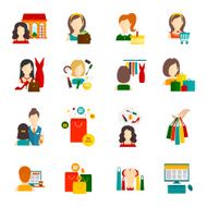 Woman Shopping Icon Flat