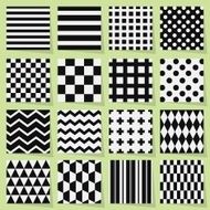 Abstract black and white geometrical seamless patterns set