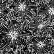 Monochrome seamless pattern of abstract flowers N12