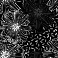 Monochrome seamless pattern of abstract flowers N13
